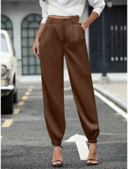 Solid Color Tapered Suit Pants