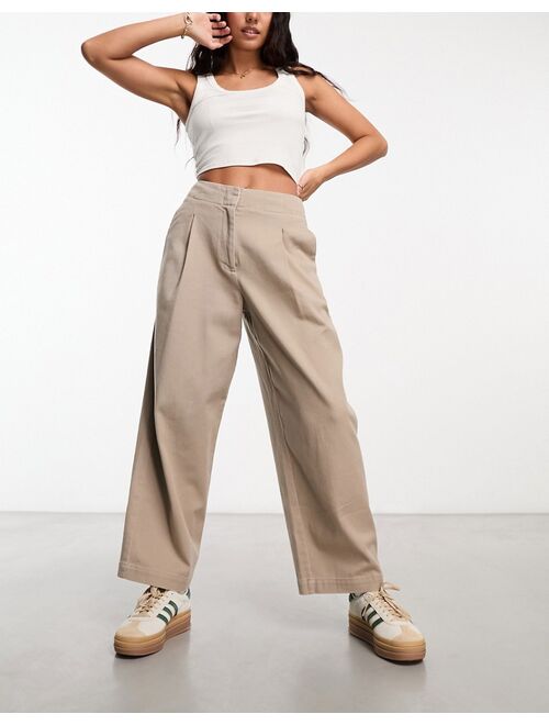 ASOS DESIGN barrel leg pants in mushroom