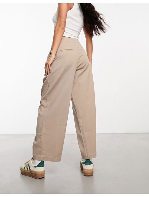 ASOS DESIGN barrel leg pants in mushroom