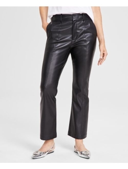 I.N.C. International Concepts Women's Faux-Leather Kick-Flare Pants, Created for Macy's