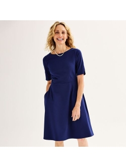 Elbow Sleeve Ponte Dress