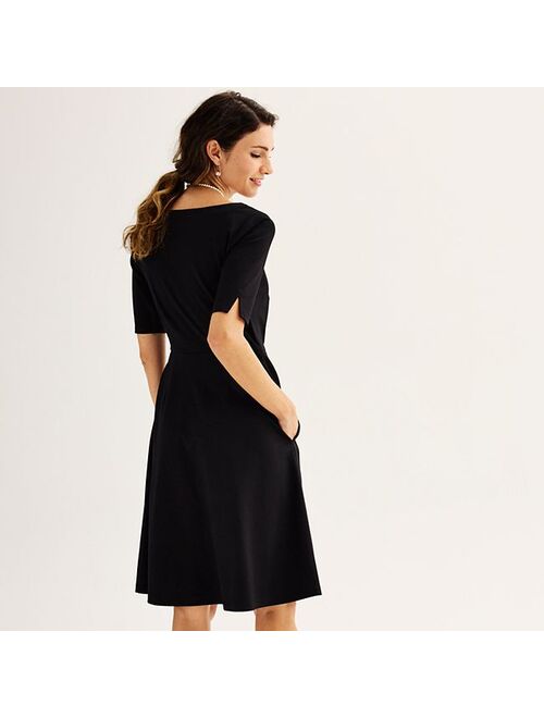 Women's Croft & Barrow Elbow Sleeve Ponte Dress