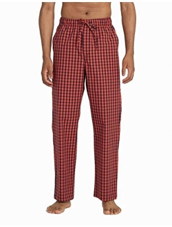 Men's 100% Cotton Woven Plaid Pajama Pants Lounge Sleepwear Pants PJ Lightweight Bottoms Drawstring and Pockets M38