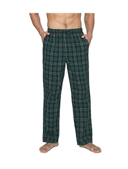 Men's 100% Cotton Woven Plaid Pajama Pants Lounge Sleepwear Pants PJ Lightweight Bottoms Drawstring and Pockets M38