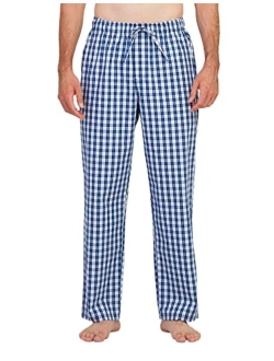 Men's 100% Cotton Woven Plaid Pajama Pants Lounge Sleepwear Pants PJ Lightweight Bottoms Drawstring and Pockets M38