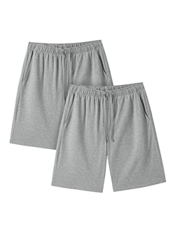 Men's Pajama Shorts (2 Pack) Super Soft Knit Sleepwear Lounge Pants PJ with Drawstring and Pockets Lightweight M93