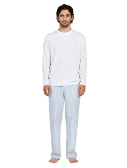 Men's Pajama Set Long Sleeve Sleepwear Lounge PJ Top Bottom with Pocket Woven Cotton Knit Plaid Button-Down M103/M108