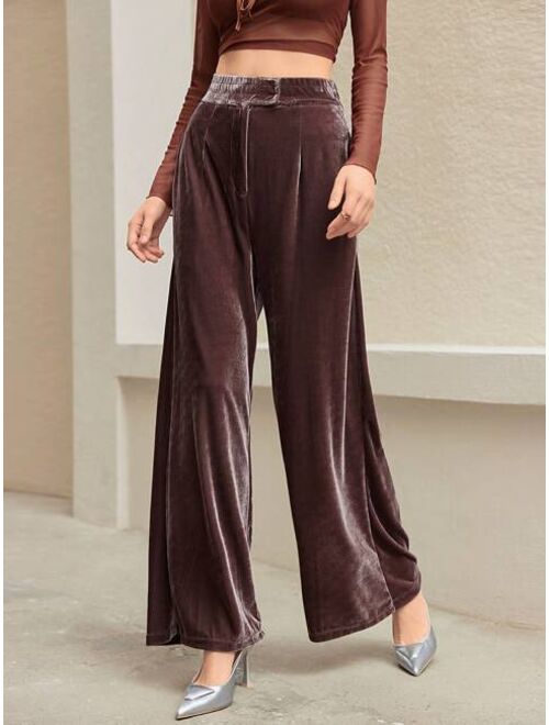 Anewsta Elastic Waist Velvet Trousers