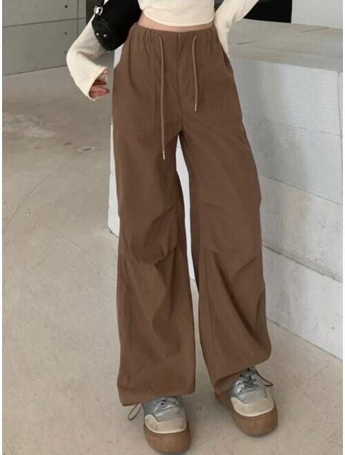 DAZY Drawstring Waist Slant Pocket Trousers