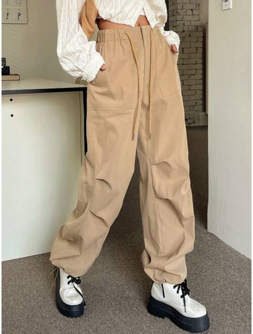 DAZY Drawstring Waist Slant Pocket Trousers