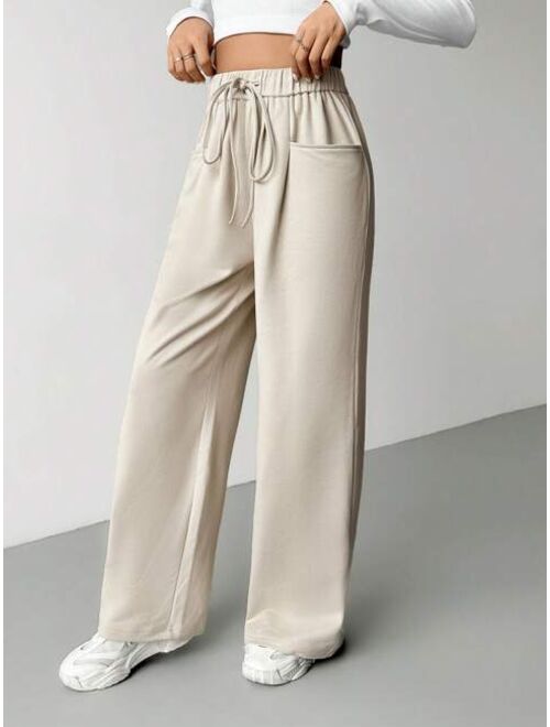 SHEIN EZwear Women s Drawstring Waist Loose Fleece Lined Long Pants