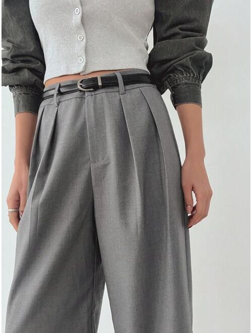 DAZY High waist Solid Color Pants Without Belt