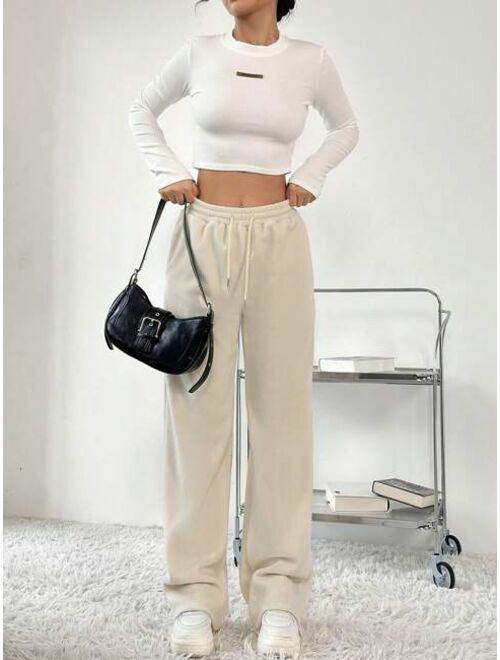 Drawstring Waist Slant Pocket Cargo Pants