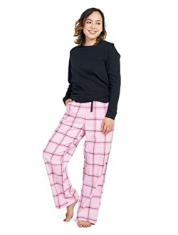 Women's Pajama Set Cotton Flannel Sleepwear Loungewear Fleece Long Sleeves Button-Down Top Bottom Pants L96/L113/L107