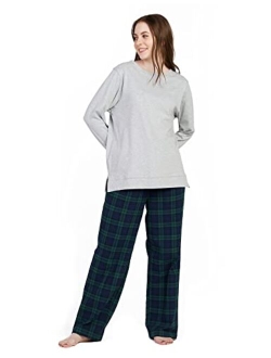 Women's Pajama Set Cotton Flannel Sleepwear Loungewear Fleece Long Sleeves Button-Down Top Bottom Pants L96/L113/L107