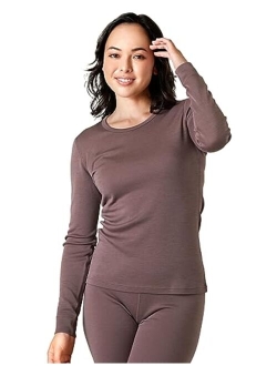 Womens 100% Merino Wool Base Layer Midweight Activewear Thermal Underwear Long John Shirt Long Sleeve Pants L48/L49