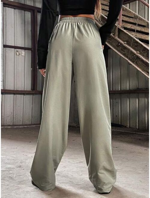 SHEIN Coolane Women s High Waist Drawstring Wide Leg Pants