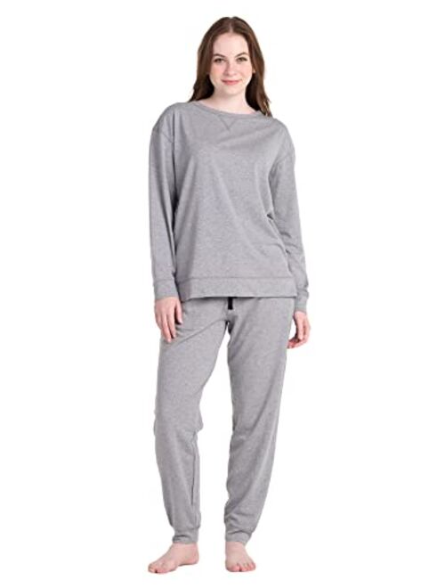 LAPASA Women's Pajama Set Stretchy Knit Sleepwear 2 Piece Loungewear Shirt Long Sleeves Pj Button-Down & Print Soft L103/L110