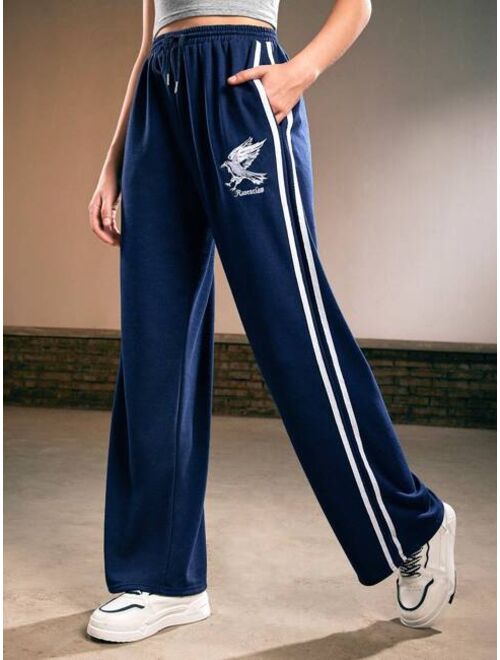 Harry Potter ROMWE Women s Sports Pants With Animal Embroidery And Ribbed Edges