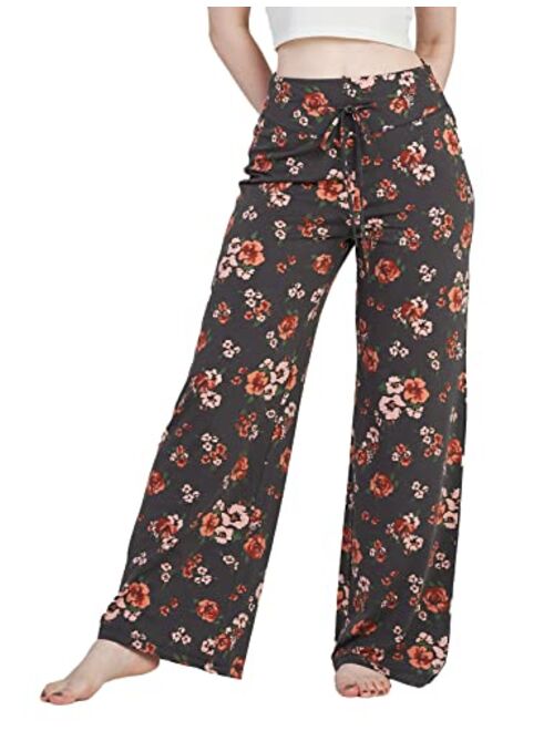 LAPASA Women's Pajama Pants Casual Wide Leg Loose with Drawstring Pocket Meditation Yoga Lounge Palazzo Stretchy Cozy L59/L98