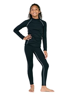 Kids Active Baselayer Set Sport Thermal Underwear Boys & Girls Base Layer Fleece Lined Long John Top & Bottom B21/G18