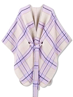 Moss Rose Women's Travel Plaid Shawl Wrap Open Front Poncho Cape for Fall Winter