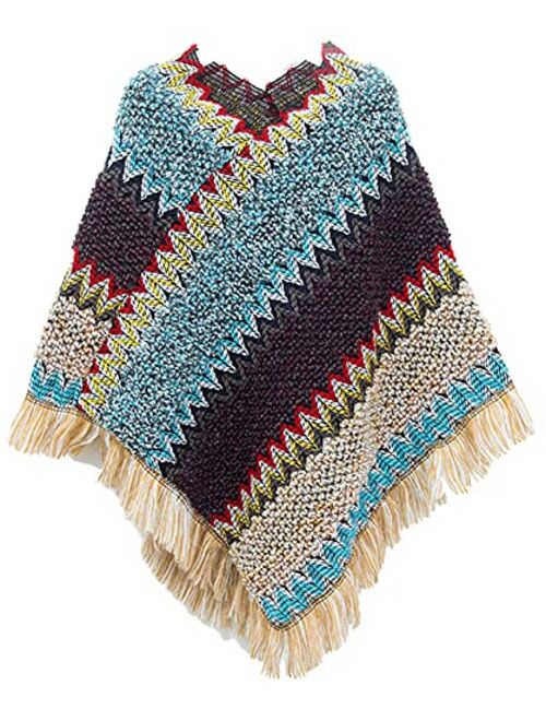 Molodo Ponchos for Women, Womens Ponchos and Wraps Winter Retro Stylish Poncho Shawl for Women