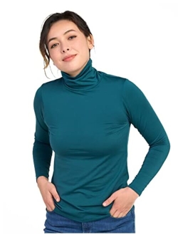 Women Turtleneck Thermal Underwear Top Undershirt Lightweight Midweight Fleece Lined Long Sleeve Base Layer L88/L90