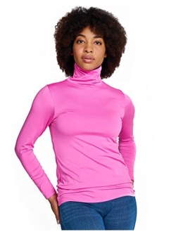 Women Turtleneck Thermal Underwear Top Undershirt Lightweight Midweight Fleece Lined Long Sleeve Base Layer L88/L90