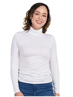 Women Turtleneck Thermal Underwear Top Undershirt Lightweight Midweight Fleece Lined Long Sleeve Base Layer L88/L90