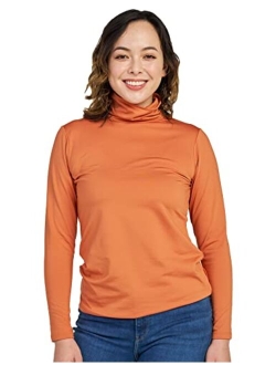 Women Turtleneck Thermal Underwear Top Undershirt Lightweight Midweight Fleece Lined Long Sleeve Base Layer L88/L90