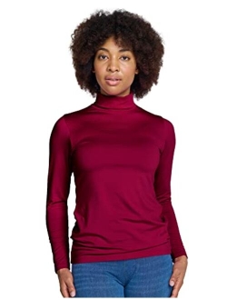 Women Turtleneck Thermal Underwear Top Undershirt Lightweight Midweight Fleece Lined Long Sleeve Base Layer L88/L90