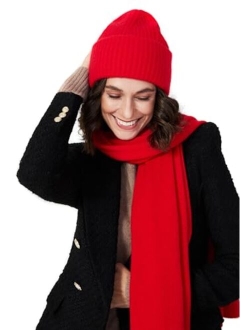 Style Republic Womens Chunky Knit Beanie, 100% Cashmere, Soft & Stretchy, Warm Hat for Winter