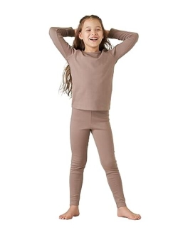 Kids Thermal Underwear Set 100% Cotton Soft Long Johns Base Layer Boy & Girl Top & Bottom Winter B10/G09