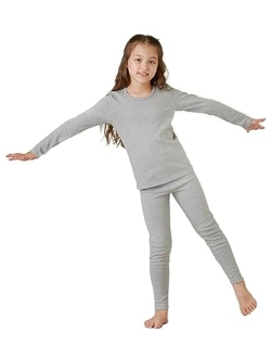 Kids Thermal Underwear Set 100% Cotton Soft Long Johns Base Layer Boy & Girl Top & Bottom Winter B10/G09