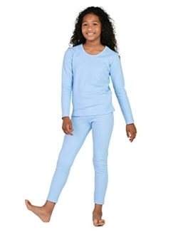 Kids Thermal Underwear Set 100% Cotton Soft Long Johns Base Layer Boy & Girl Top & Bottom Winter B10/G09