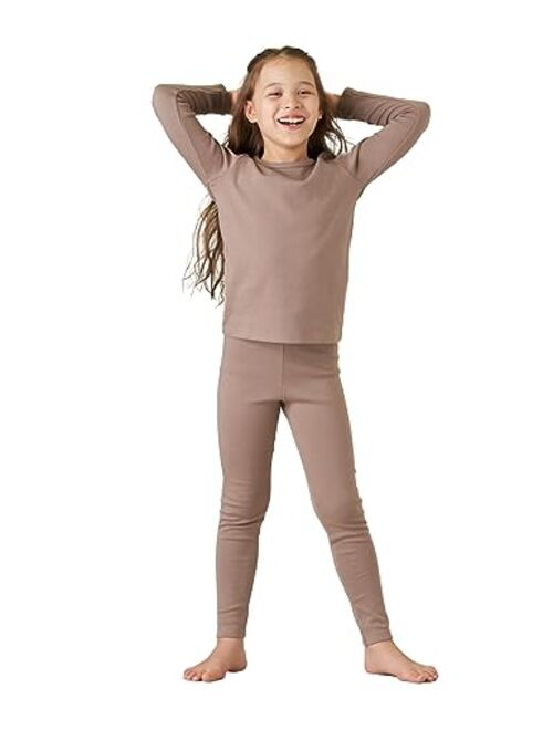 LAPASA Kids Thermal Underwear Set 100% Cotton Soft Long Johns Base Layer Boy & Girl Top & Bottom Winter B10/G09