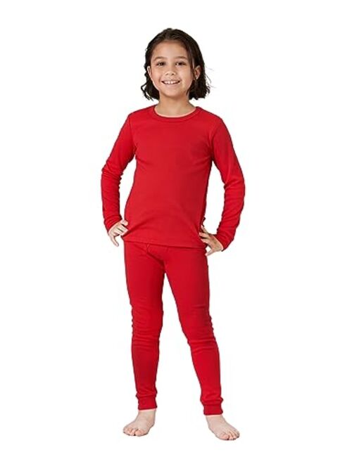 LAPASA Kids Thermal Underwear Set 100% Cotton Soft Long Johns Base Layer Boy & Girl Top & Bottom Winter B10/G09