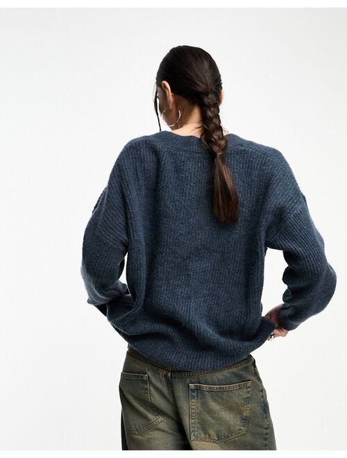 COTTON ON Cotton:On slouch v-neck knit sweater in cobalt