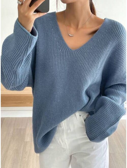 DAZY Drop Shoulder Ribbed Knit Sweater