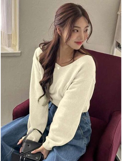 DAZY Solid Drop Shoulder Sweater