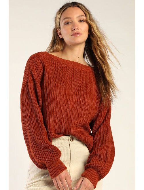 Lulus Falling For The Season Rust Brown Reversible Sweater