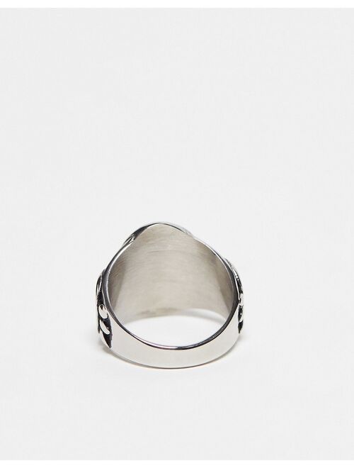 Reclaimed Vintage unisex stone ring in stainless steel