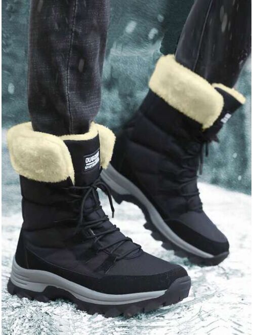 Shein Winter Snow Boots For Men And Women, Thick Warm Fur Lined Waterproof Boots, High-top Anti-slippery Large Size Shoes