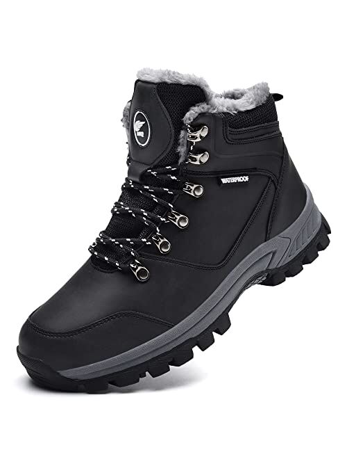 MEHOTO Men Women Warm Snow Boots, Soft Warm Sole Fur Lined Waterproof Anti Klip Winter Ankle Hiking Climping Walking Booties