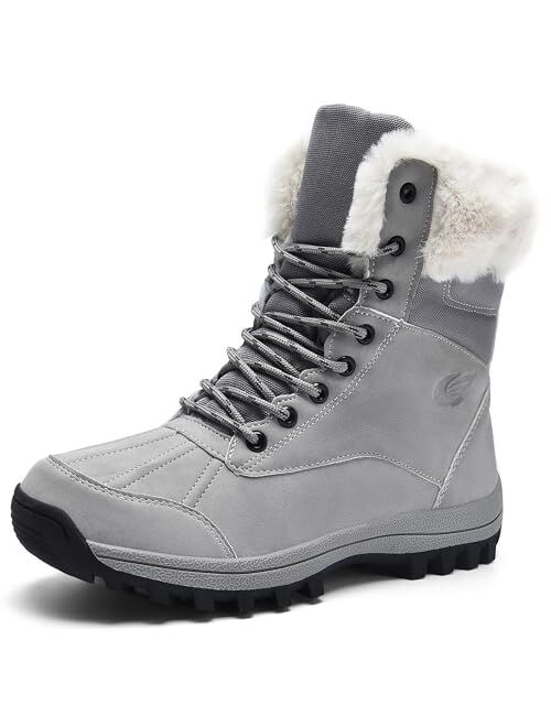 MEHOTO Men Women Warm Snow Boots, Soft Warm Sole Fur Lined Waterproof Anti Klip Winter Ankle Hiking Climping Walking Booties