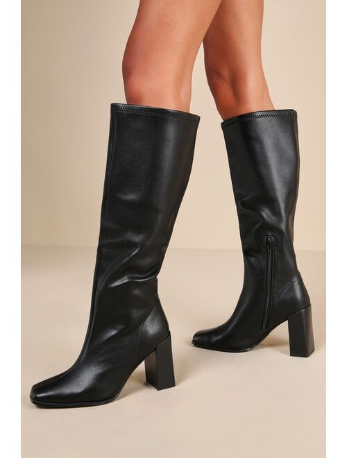 Chinese Laundry Mary Black Square-Toe Knee-High Boots