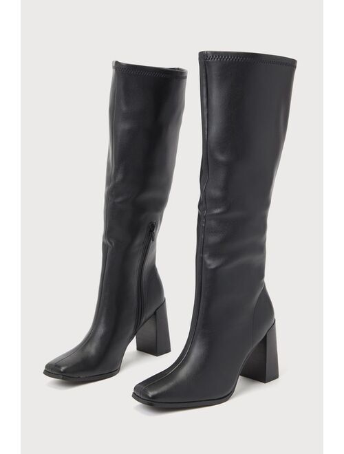 Chinese Laundry Mary Black Square-Toe Knee-High Boots