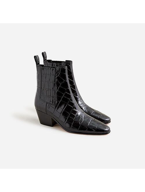 J.Crew Piper ankle boots in Italian croc-embossed leather