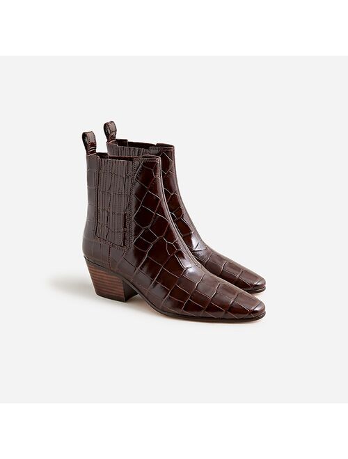 J.Crew Piper ankle boots in Italian croc-embossed leather